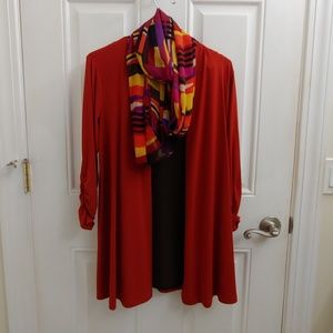Susan Graver 3 piece Cardigan, Top, and Scarf